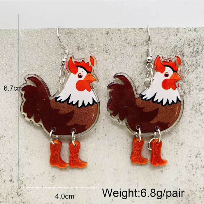 Wholesale  Earrings  Christmas Rooster Acrylic Earrings Holiday Ornaments