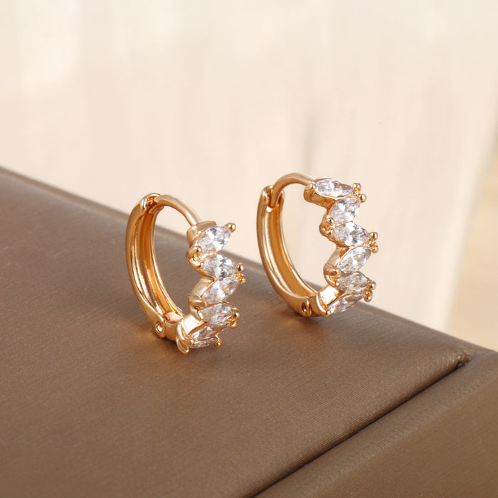 Wholesale Geometric Round Zirconia Hoop Earrings JDC-ES-XP018