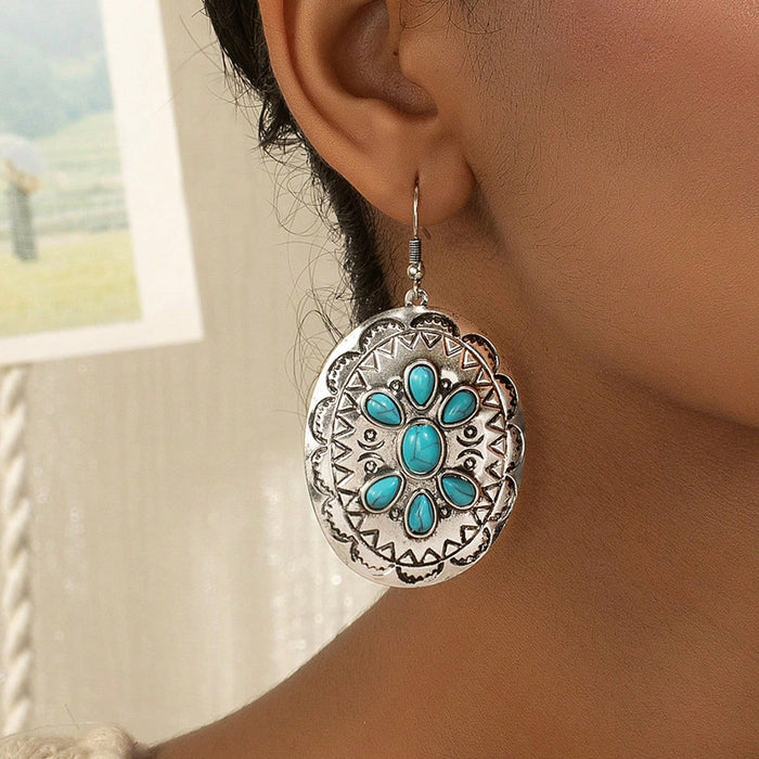 Wholesale Retro Western style turquoise decorative earrings