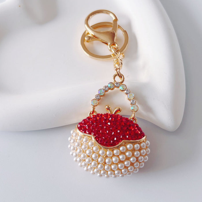 Wholesale Metal Rhinestone Pearl Handbag Keychain JDC-KC-ZhanLun001