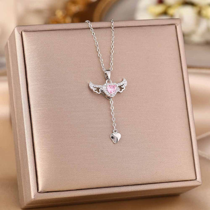 Wholesale Micro-Inlaid Zirconia Silver Titanium Steel Necklace JDC-NE-YinY001