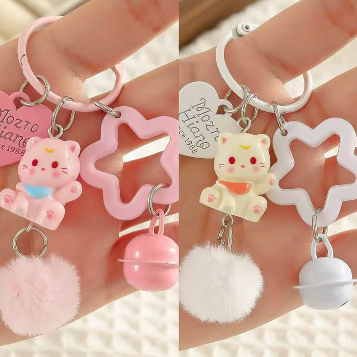 Wholesale Cute Cat Bell Keychain Bag Charm Decorative Accessory For Backpacks Gift