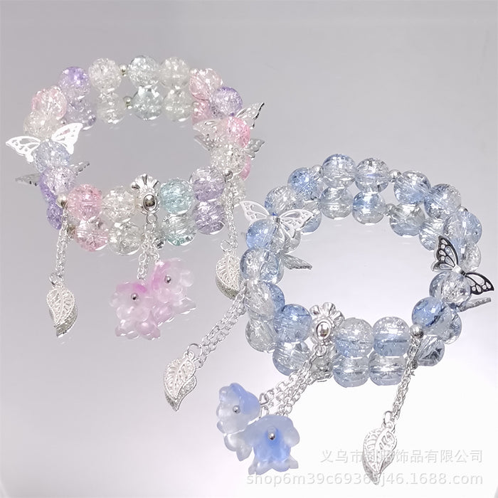 Wholesale Chic Crystal Lily of the Valley Bracelet Butterfly Design Fashion Accessory