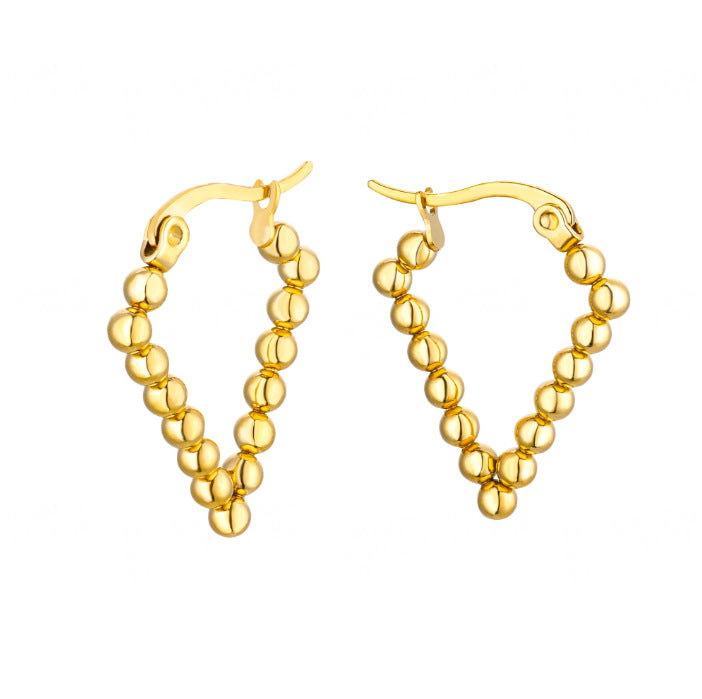 Wholesale Leaf Imitation Pearl Earrings Stainless Steel Gold-Plated Round Geometric Earrings