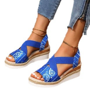 Wholesale Summer PU Flat Wedge Heel Fish Mouth Casual Women's Sandals JDC-SD-Xinlan001