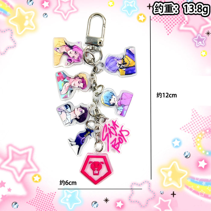 Wholesale Long string of cute K-pop cartoon character acrylic keychains