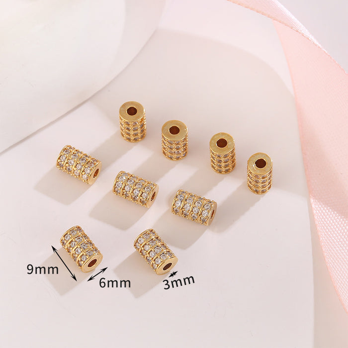 Wholesale 10pcs Copper Plated 18K Real Gold Micropaved Zircon Hollow Spacer Beads JDC-BDS-NanT005