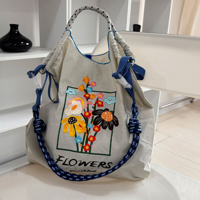 Wholesale Canvas bag embroidery shopping bag tote bag large capacity bag women' s handbag crossbody bag