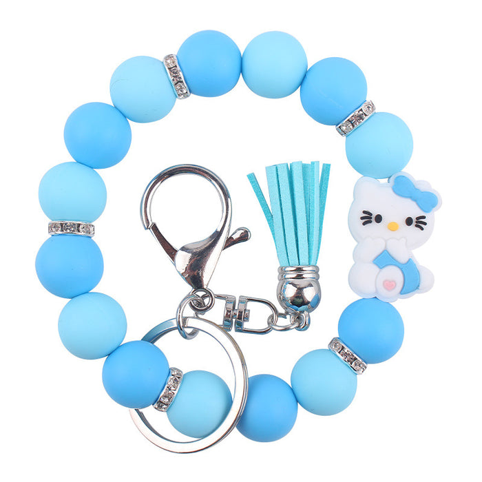 Wholesale Cartoon Silicone Beaded Wrist Keychain JDC-KC-GuangTian037