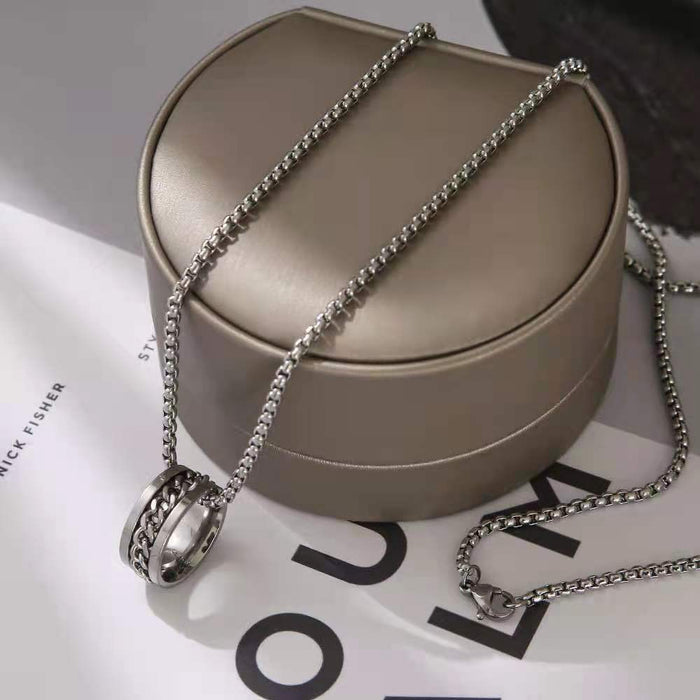 Wholesale Rotating ring necklace personalized pendant