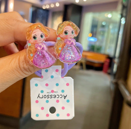 Wholesale Glittery glow-in-the-dark cute princess beaded hair tie