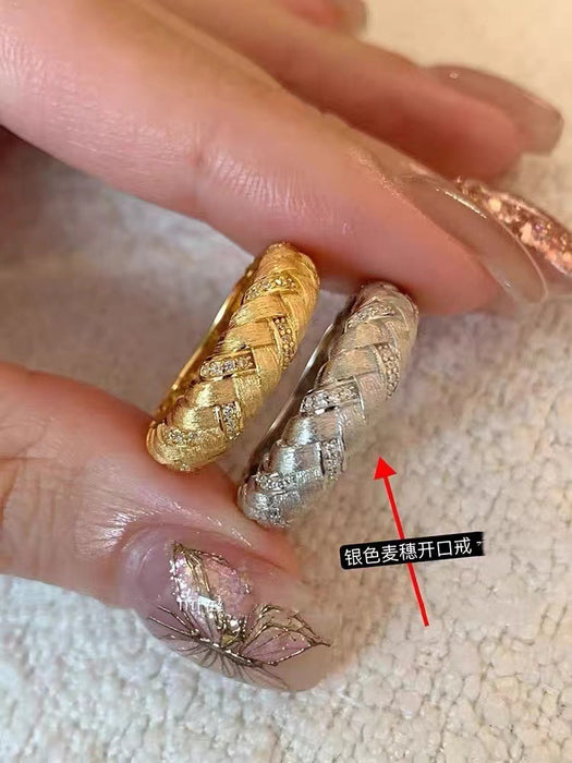 Wholesale Flash Diamond Retro brushed Wide Edition Ring