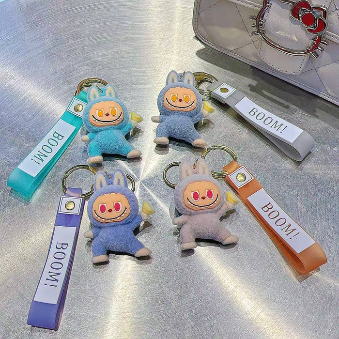 Wholesale Cute flocked plush toy keychains in various colors