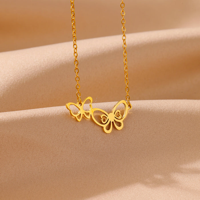 Wholesale  Stainless steel heart-shaped zircon pearl pendant necklace