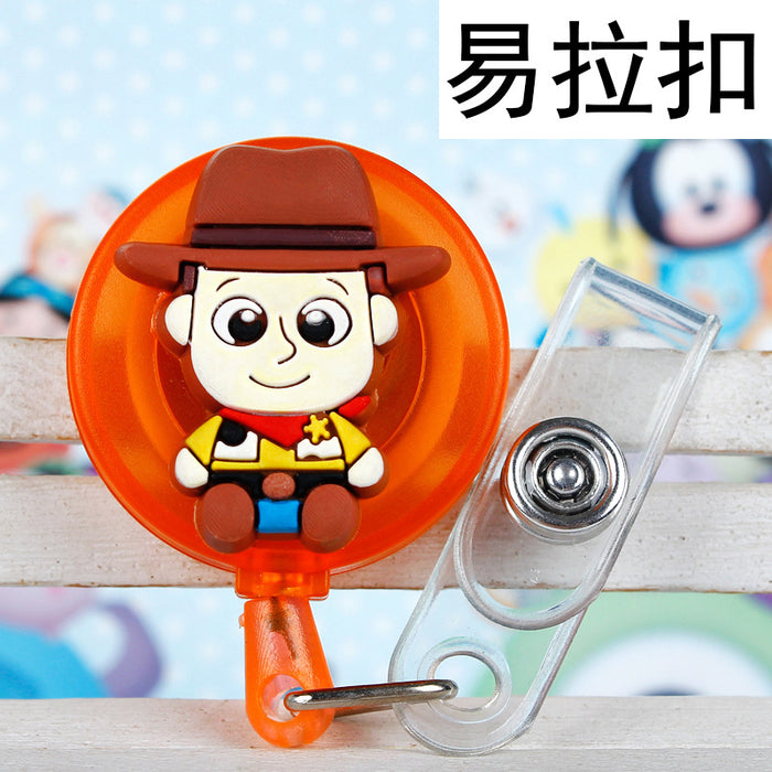 Wholesale Cartoon Badge Scroll Retractable Plastic Keychain JDC-KC-LuoKe004