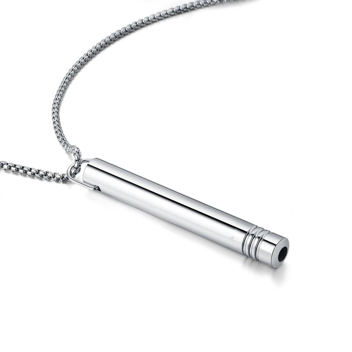 Wholesale Stainless Steel Titanium SSteel Whistle Meditation Mindfulness Breathing Decompression Anxiety Yoga Stainless Steel Pendant Necklace