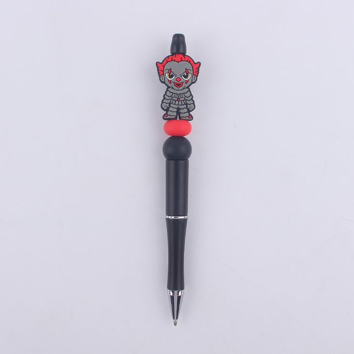 Wholesale Cartoon Pattern Halloween Pumpkin Spider Silicone Beads Plastic Bead Pen JDC-PN-GuangTian004