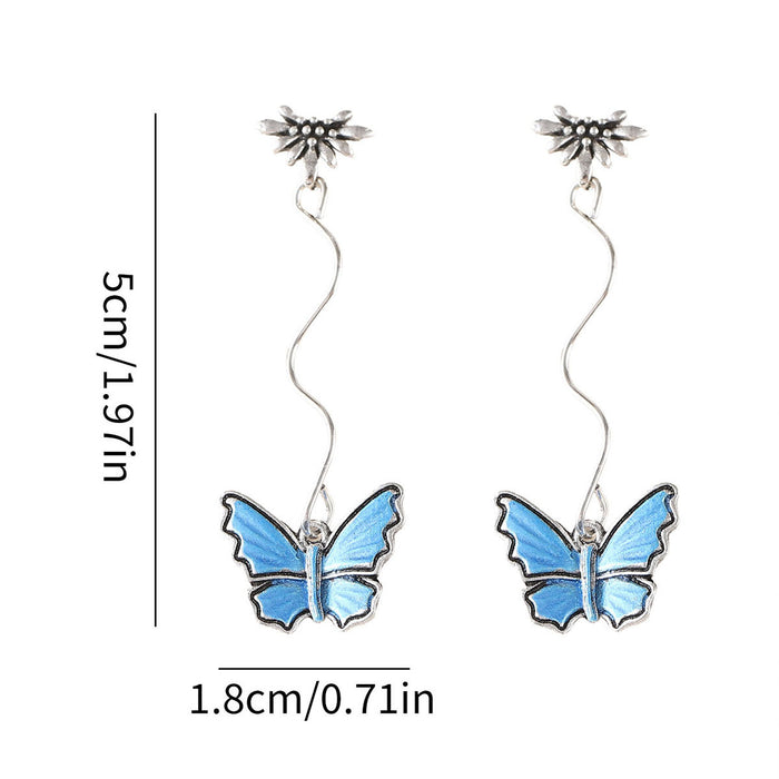 Wholesale Long blue butterfly tassel earrings,  fashionable,  elegant and exquisite pendant earrings