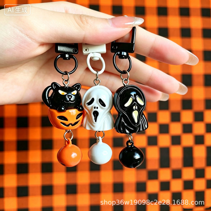 Wholesale  3D Skull Skeleton Pumpkin Keychain Charm Gothic Trendy Bag Phone Chain Accessory For Purse Backpack Or Car Key Resale Gift