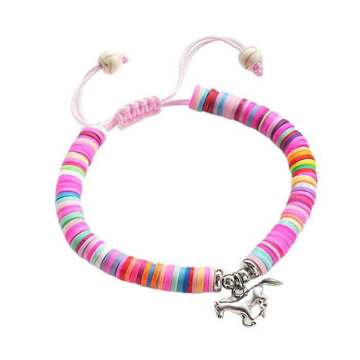 Wholesale Soft Clay Stretchable Soft Clay Bracelet Friendship Colorful Soft Clay Bracelet Card Animal Pony Braided Bracelet