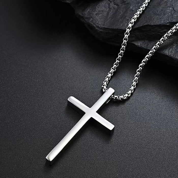 Wholesale New Titanium Cross Necklace Versatile Stainless Steel Cross Pendant Sweater Chain Accessory