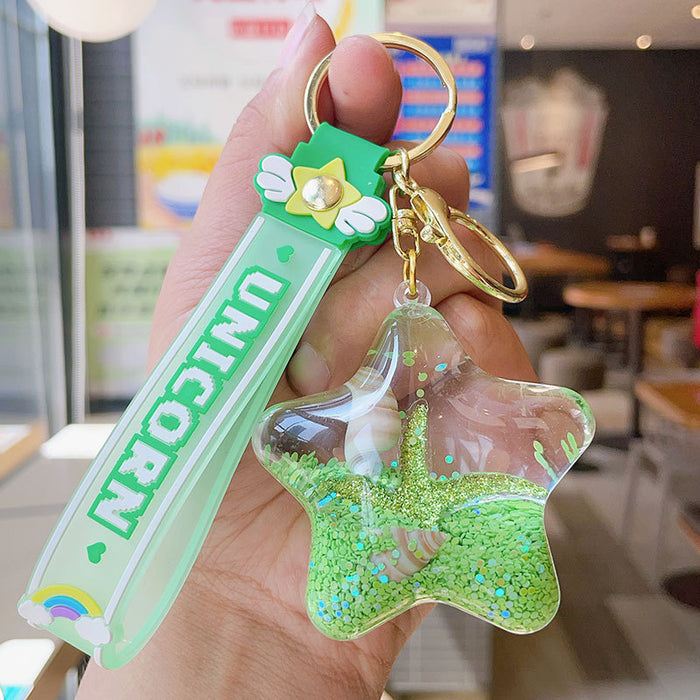 Wholesale Acrylic Starfish Oil Quicksand Bottle Cartoon Keychain JDC-KC-RunX016