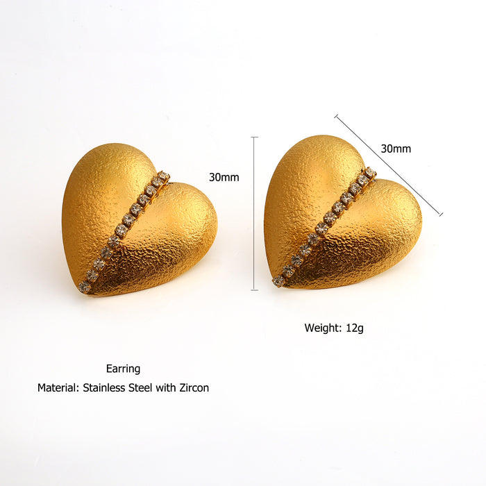 Wholesale Fashionable and high-end stainless steel zircon inlaid earrings with personality and temperament that do not fade, earrings rings with color preservation wholesale