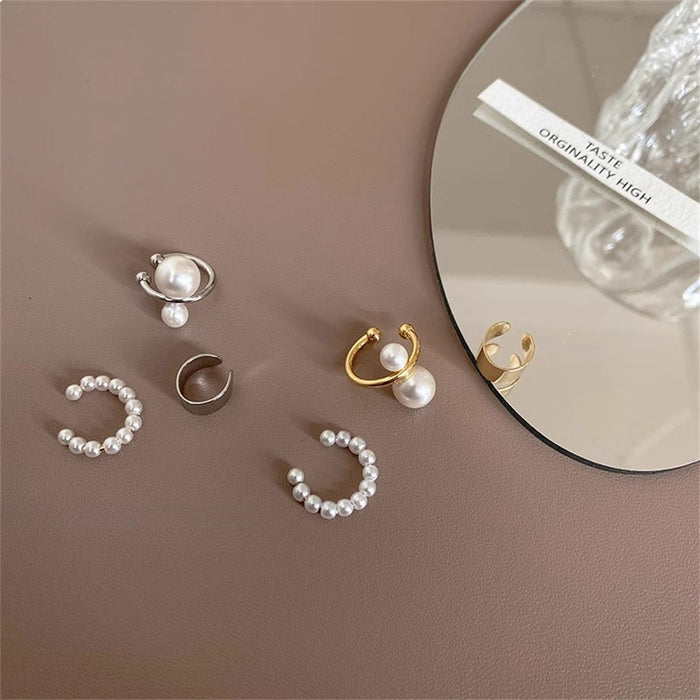 Wholesale Three-Piece Set  Pearl Ear Clip Women's  Earrings Ear Clip