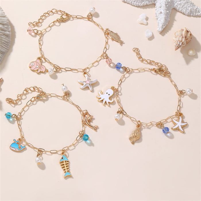 Wholesale Children's Bracelet Marine Conch Octopus Starfish Metal Pendant Hand Jewelry