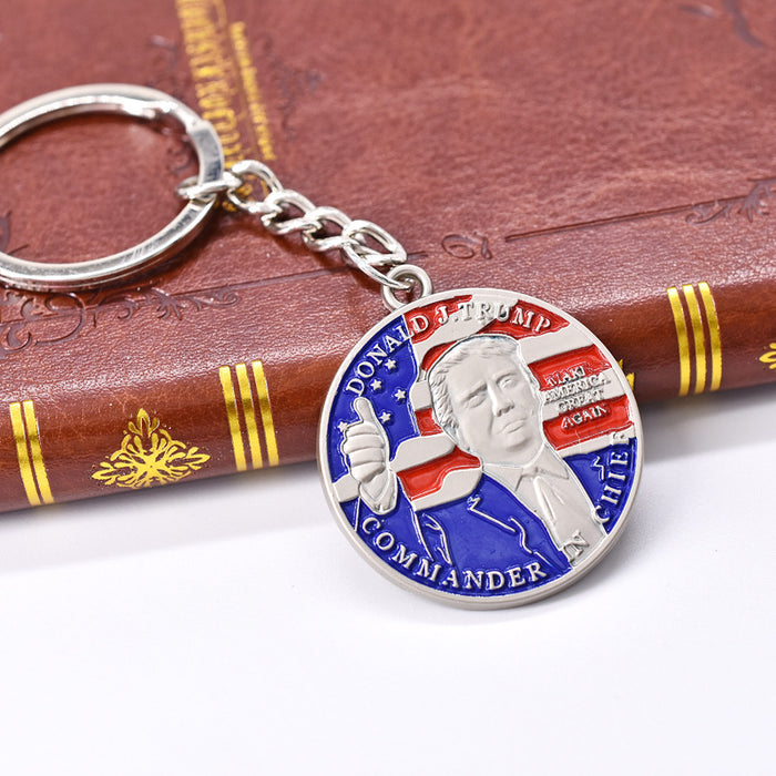 Wholesale English Letters Red White and Blue Flag Independence Day Zinc Alloy Keychain JDC-KC-TianG031