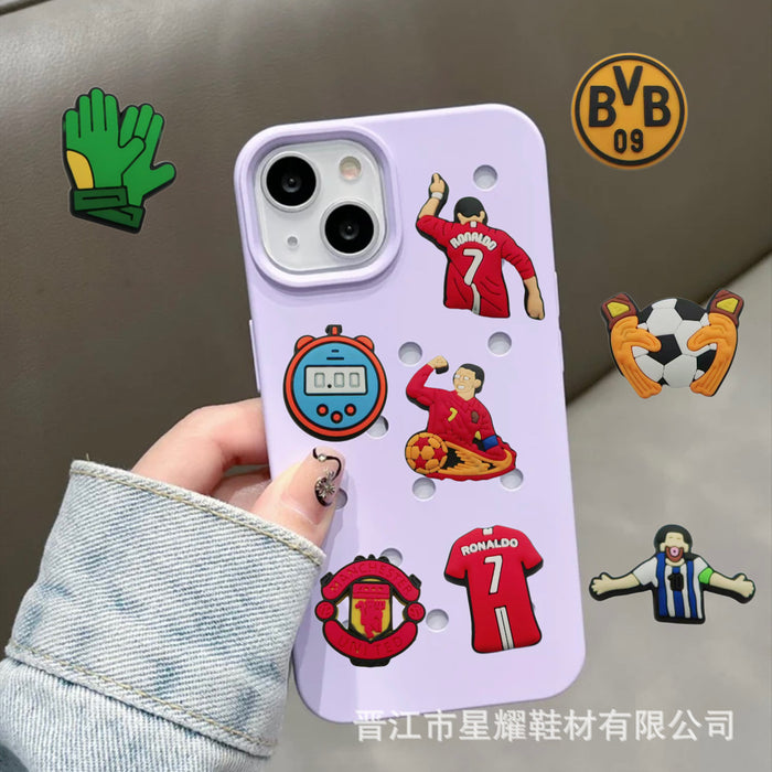 Wholesale Football themed cartoon hole shoes, flower shoe buckles, DIY detachable shoe decoration accessories wholesale PVC soft rubber