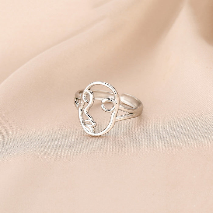 Wholesale Fashionable and personalized adjustable heart-shaped stainless steel open ring with simple design
