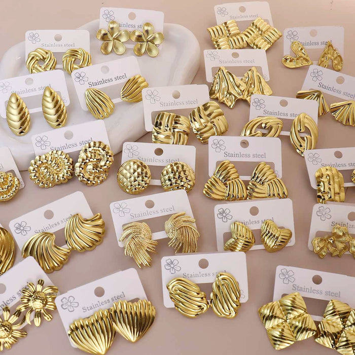 Wholesale Stainless Steel Geometric Oil-pressure Earrings