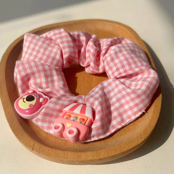 Wholesale Cute Cartoon Plaid Fabric Hair Rope (S) JDC-HS-Mangg006