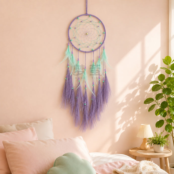 Wholesale Hand Knitted Pampas Grass Dreamcatcher Pendant Nordic Style Wall Decor MOQ≥2