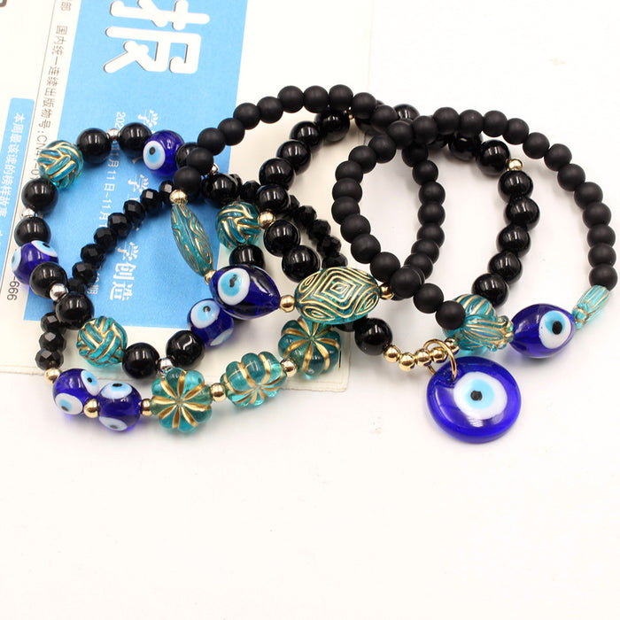 Wholesale Black crystal beads high-end men's bracelet with devil's eye bracelet