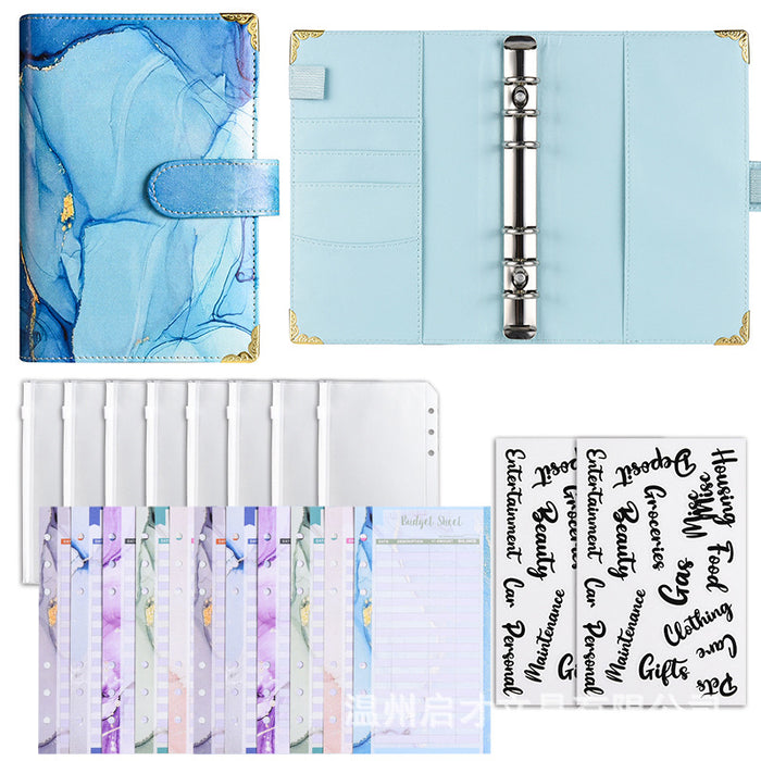 Wholesale Binder Zipper Bag Macaron Notebook Leather Pu Loose-Leaf Cash Budget Notebook