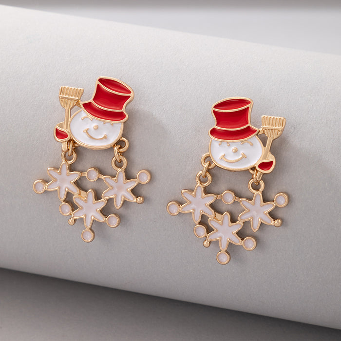 Wholesale Christmas Tree Earrings - Alloy Electroplated with Red Green Socks Reindeer Design - Fashion Accessory MOQ≥2