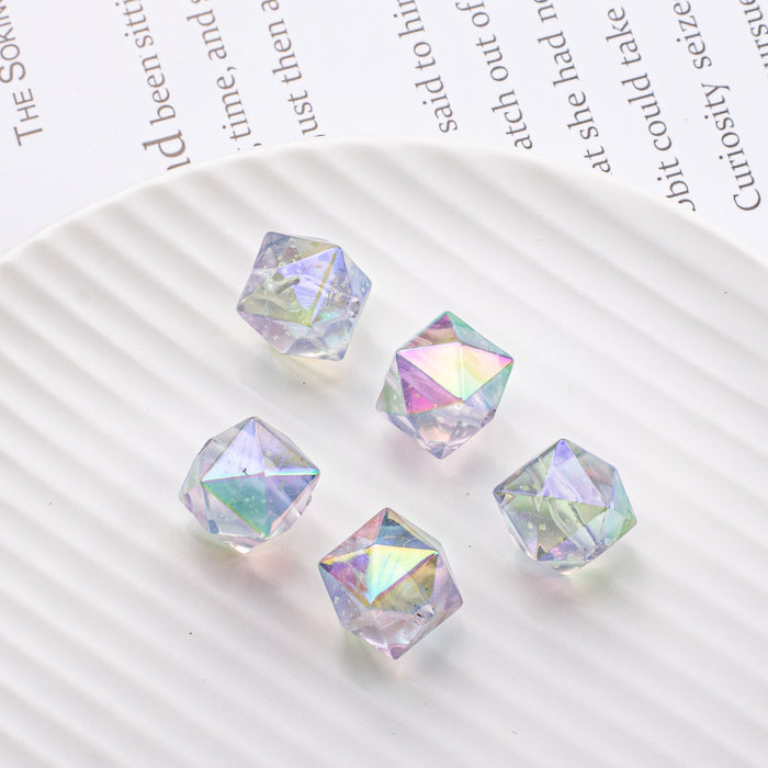 Wholesale 10pcs DIY Luminous Square Beads Prismatic Acrylic Straight Hole Beads JDC-BDS-ShiLi004