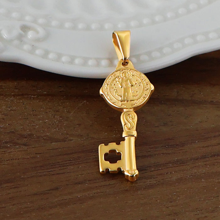 Wholesale 6pcs/set stainless steel key love anchor cross pendant titanium steel plated 24K gold