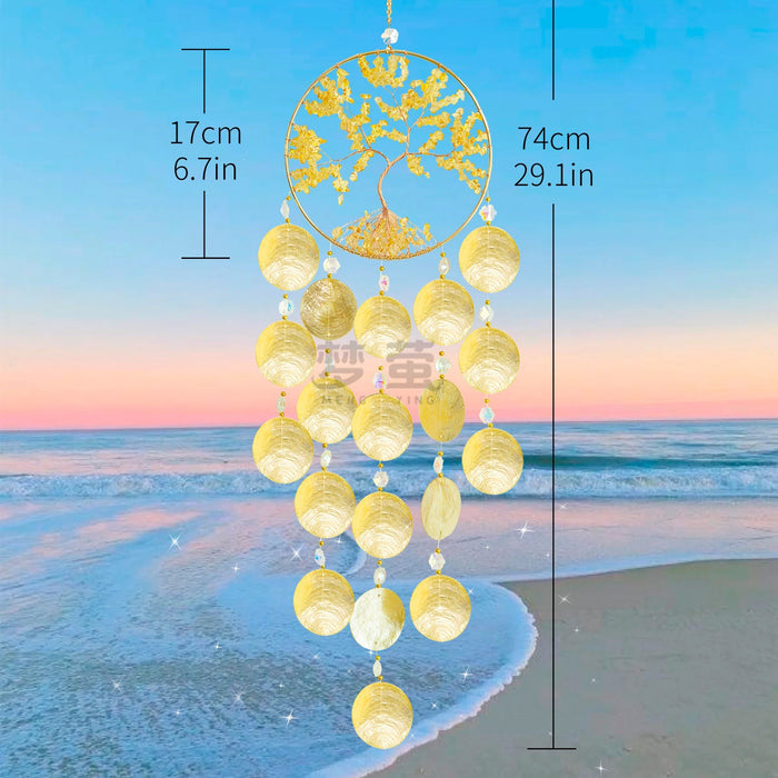 Wholesale Handmade Gold Shell Fortune Tree Wind Chime Home Decor Boutique