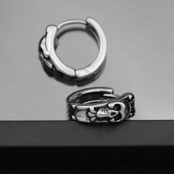Wholesale Stainless Steel Skull Ear Buckle Personalized Retro Halloween Earrings Street Jewelry