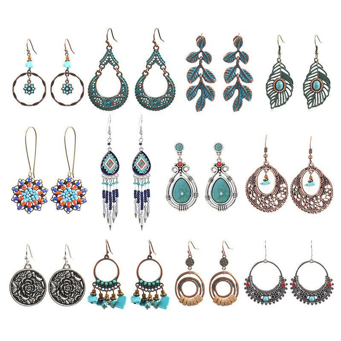 Wholesale Bohemian Geometric Hollow Tassel Earrings for Party Fashion Accessory MOQ≥2