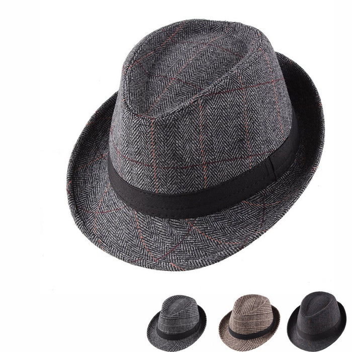 Wholesale Men's Hats Flannel Plaid Fabric Small Hats JDC-FH-DG021