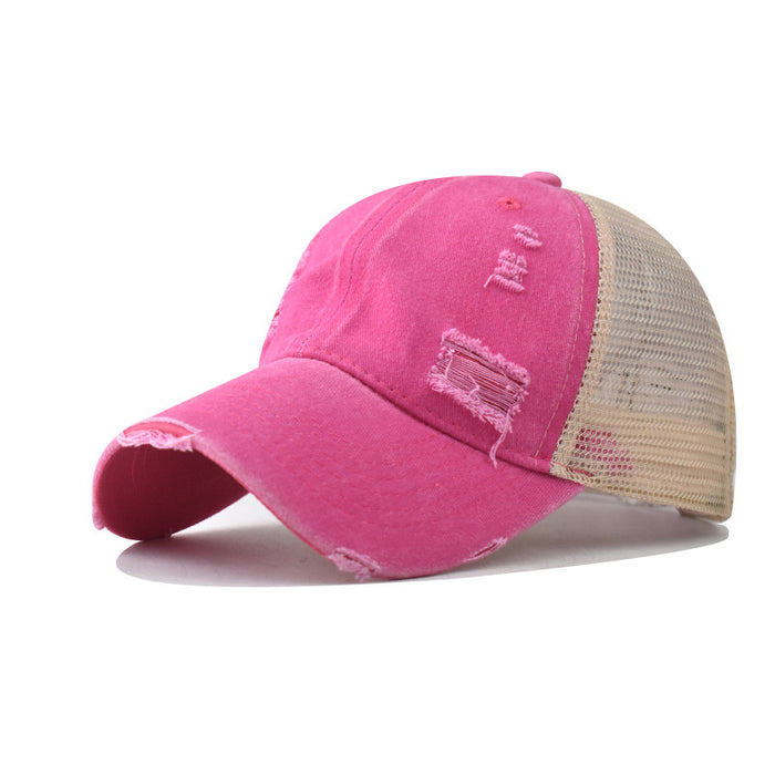 Wholesale Cotton Washed Distressed Hole Baseball Cap JDC-FH-ErXu005