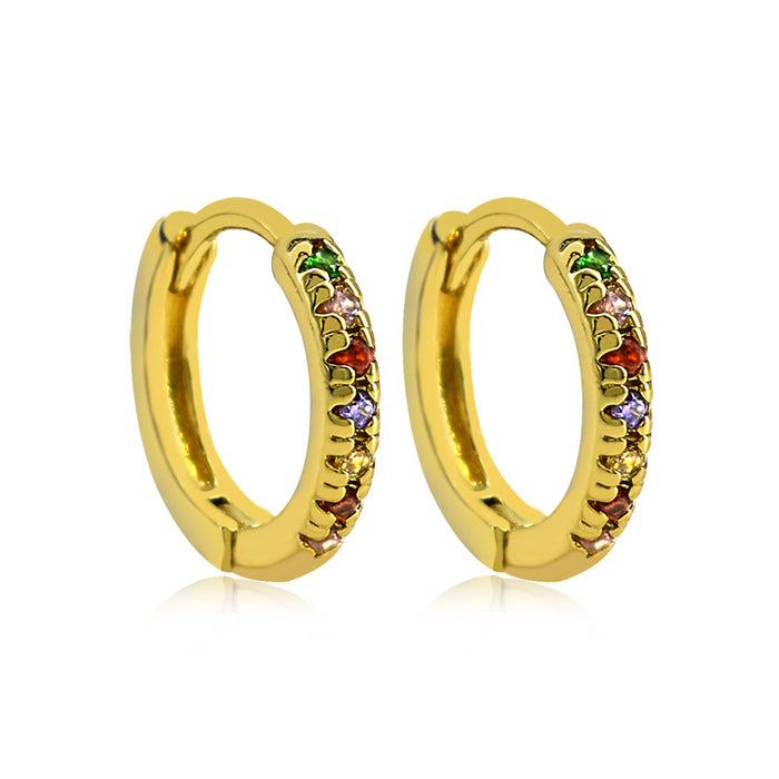 Wholesale Single row diamond studded small earrings, ear buckles, fashionable and high-end gold and silver ear accessories