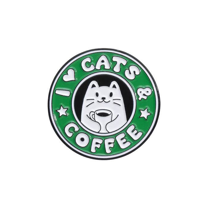 Wholesale Cartoon Coffee Cup Shape Brooch Pin Set Zinc Alloy Decorative Accent