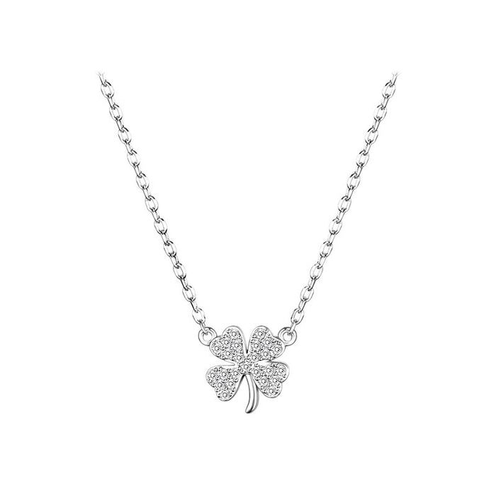 Wholesale Diamond inlaid lucky clover necklace, niche, light luxury, design, temperament, collarbone chain