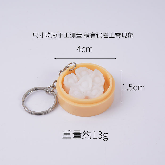 Wholesale Stylish Dim Sum Steamer Basket Keychain PVC Food Charm Car Key Accessory Gift MOQ≥3