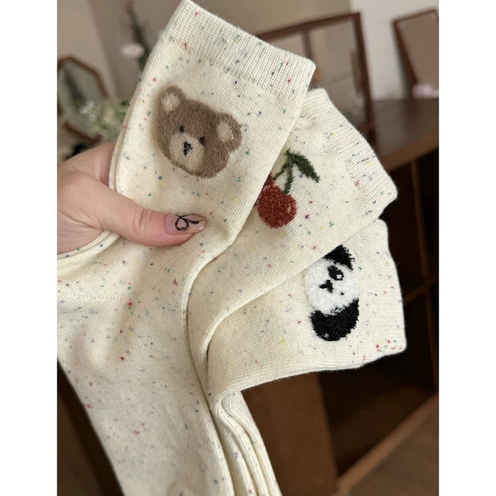 Wholesale Cute Socks Children's Bow Point Yarn Cotton Mid-length Socks Cartoon Bear Point Socks